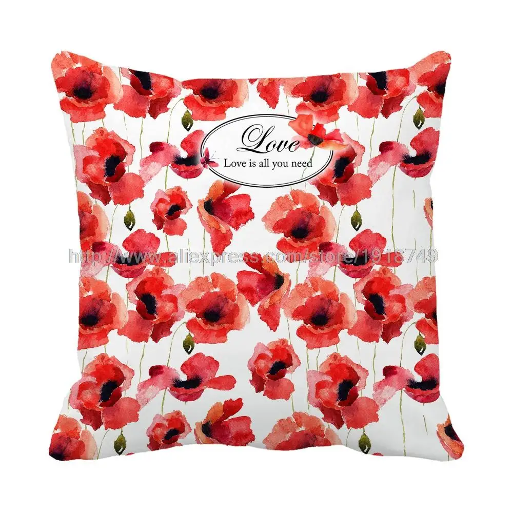 Buy red flora flower printed decorative sofa home