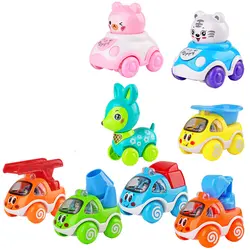 Мини отступить автомобиль для игрушки маленьких детей Kawaii Животные тигр/Олень/экскаватор строительство Малый Interial автомобиль малыш 2019