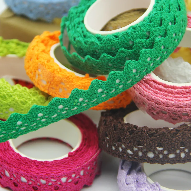 2Yard/roll 1.6CM Lace Tape Self Adhesive Decoration Tapes DIY Embellishments For Kids Scrapbooking Handmade Crafts Materials