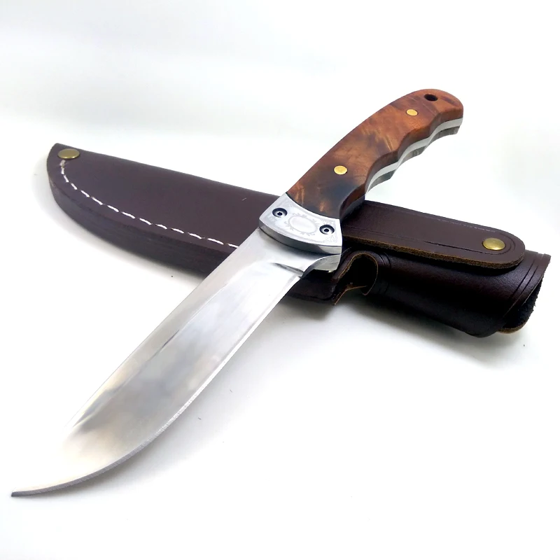 Fixed Blade Knife 5Cr18Mov Blade Rosewood Handle Camping Hunting