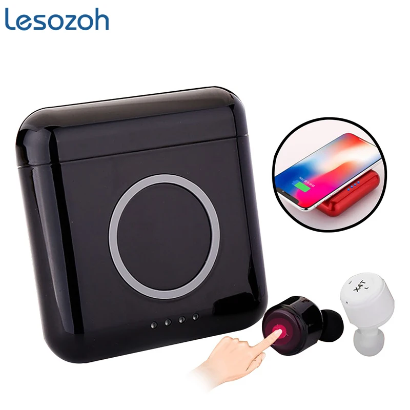 

New X4T Wireless Bluetooth 4.2 Earphones Sport In Ear Stereo TWS earbuds 5200mAh power bank with Mic and wireless charging