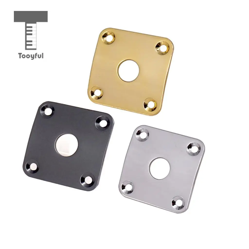 Tooyful 2pcs Metal Curved Bottom Jack Plate Square Jackplate for LP Electric Guitar Parts