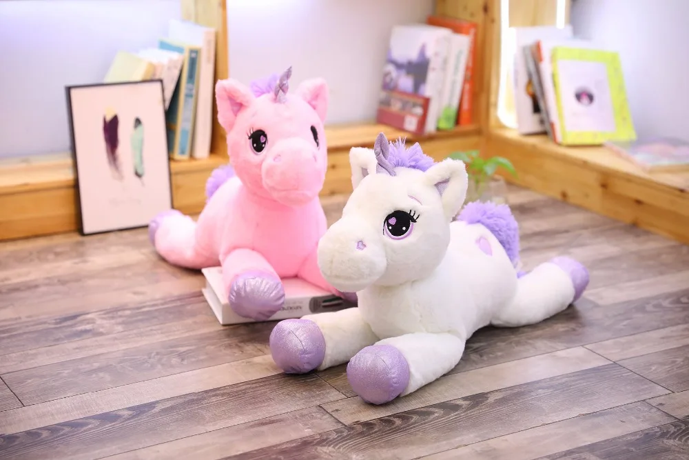 Brinquedos de Pelúcia Brinquedo de Cavalo de Pelúcia Unicórnio Branco Gigante Macio Unicornio Peluche Boneca Presente Crianças Foto Adereços 85 cm - 100 15 de pelúcia unicórnio gigante brinquedo de cavalo