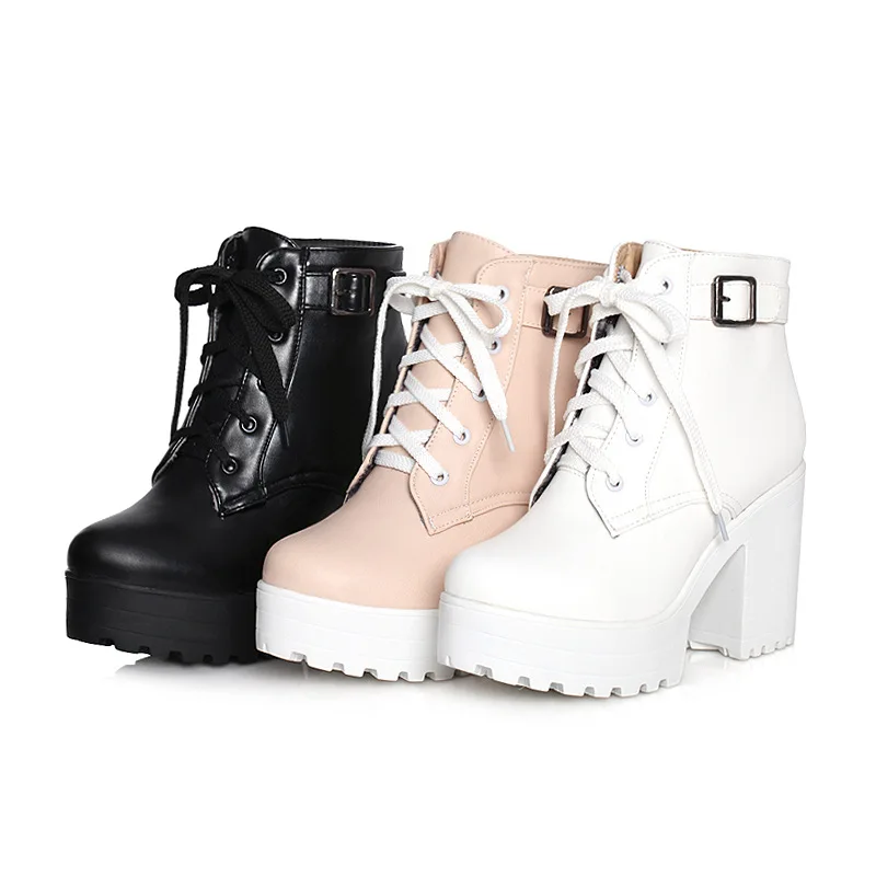 Goxpacer outono martin botas botas femininas dedo do pé redondo fivela sapatos femininos salto alto moda plus size saltos quadrados laço 3 cores Goxpacer outono martin botas botas femininas dedo do pé redondo fivela sapatos femininos salto alto moda plus size saltos quadrados laço 3 cores