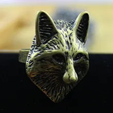 Oro decoración zorro anillo. negro ojos acrílicos. europeos y americanos estilo moda. mujeres de joyería fina envío gratis