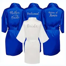 Шелковый Атласный халат для свадьбы, невесты, подружки невесты, однотонный халат, Короткое Кимоно, ночной халат, банный халат, модный халат для женщин