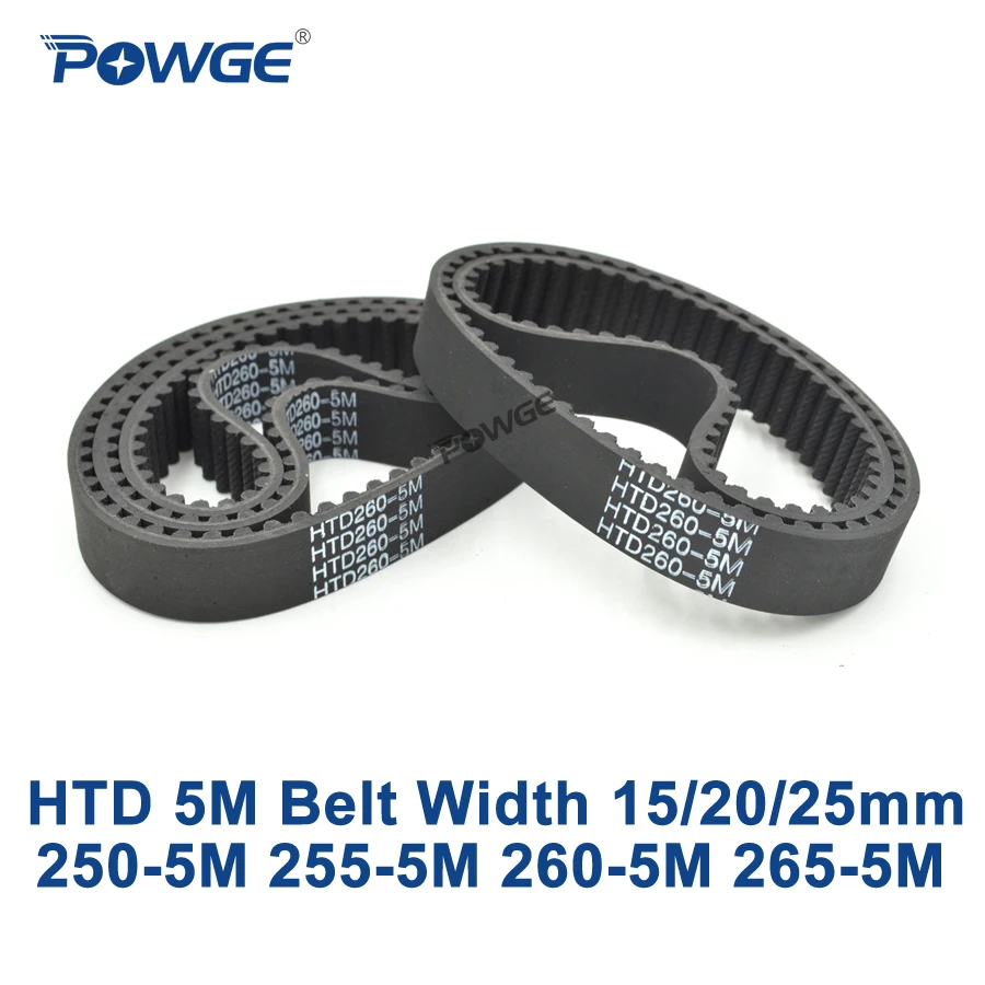 Зубчатый ремень POWGE HTD5M C = 250/255/260/265 ширина 15/20/25 мм зубья 50 51 52 53 HTD 5 м Синхронный 250 255
