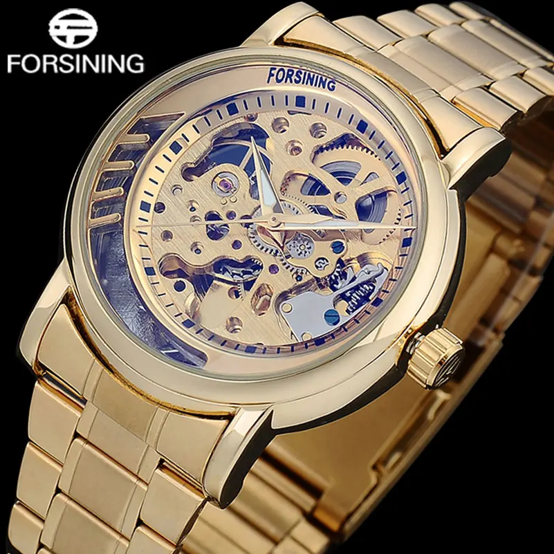 

Fashion Brand FORSINING Men's Casual Skeleton Mechanical Watches Men Automatic Wristwatches Stainless Steel Relogio Masculino