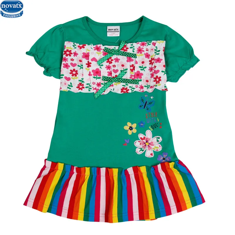

2016 BABY GIRL CLOTHES SUMMER SHORT SLEVVE FLORAL GIRL FROCK DRESS NOVA KIDS CHILDREN GIRL CLOTHING CHILD WEAR