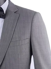 Stylish Grey Sharkskin Business Men Suits Tailor Made Slim Fit Smooth Worsted Wool Blend Wedding Suits For Men Groom Suit Stylish Grey Sharkskin Business Men Suits Tailor Made Slim Fit Smooth Worsted Wool Blend Wedding Suits For Men Groom Suit