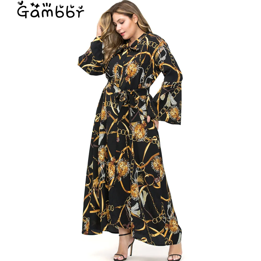 

Large Size Women 2019 Summer Long Sleeve Chiffon Dress Elegant Casual Fashion Tunic Party Big Swing A Line Dress Plus Size Loose