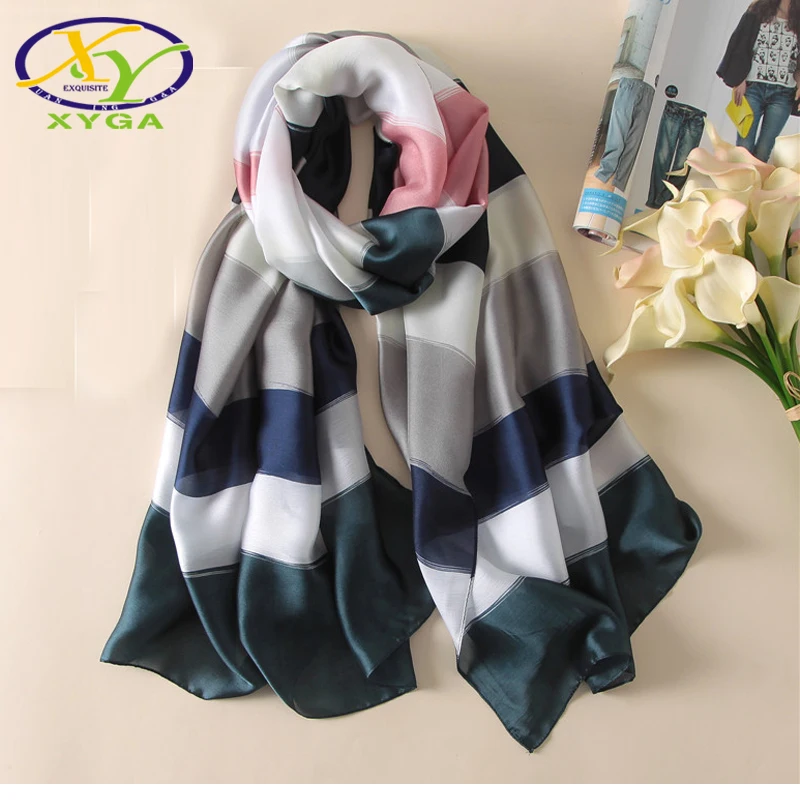 

Women Silk Long Scarf Luxury Smooth Lady Stain Shawls Summer Thin Soft Female Beach Scarves Autumn Wraps