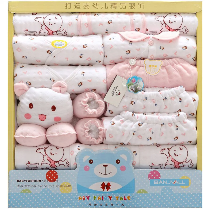 

100% Cotton Newborn Baby Set Baby Brand Autumn Winter Thick Warm Long Sleeve Baby Products 19 Piece