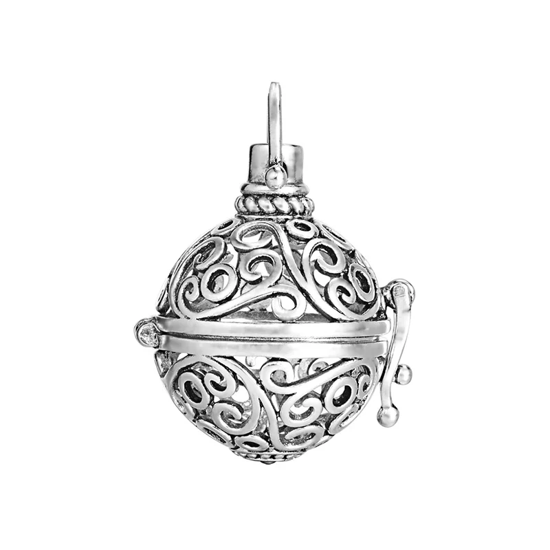 1 шт., антикварная серебряная музыкальная шкатулка для беременных, пустотелая клетка, Lockt подвески для самостоятельного изготовления эфирного масла, плавающий медальон, ожерелье - Окраска металла: B