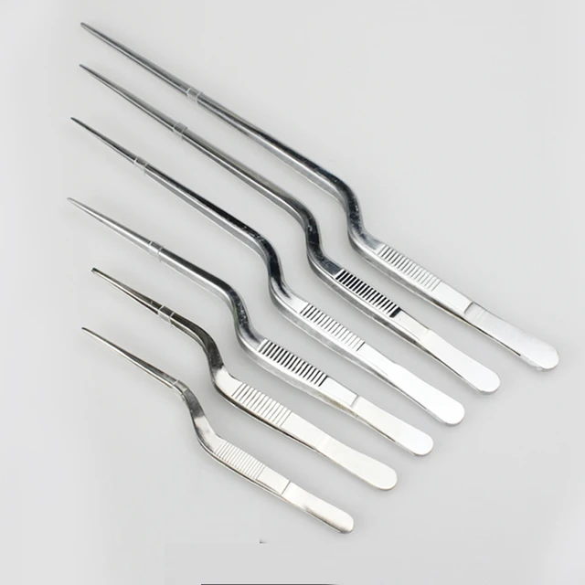1PC Stainless Steel Tweezers Plating Chef Food Tweezer BBQ Clip Seafood  Barbecue Tongs Serving Presentation Kitchen Tool