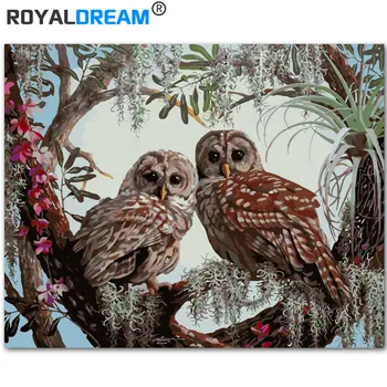 

ROYALDREAM Tree Hole Owl DIY Painting By Numbers Kits Coloring Paint By Numbers Modern Wall Art Picture Gift