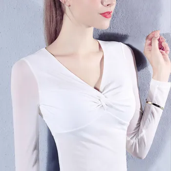 

OUBINEW Women Long Sleeve Tshirts 2018 Deep V Neck Tops Woman Knitted Cotton T Shirt Tee Shirt Femme Plus Size Camisetas Mujer