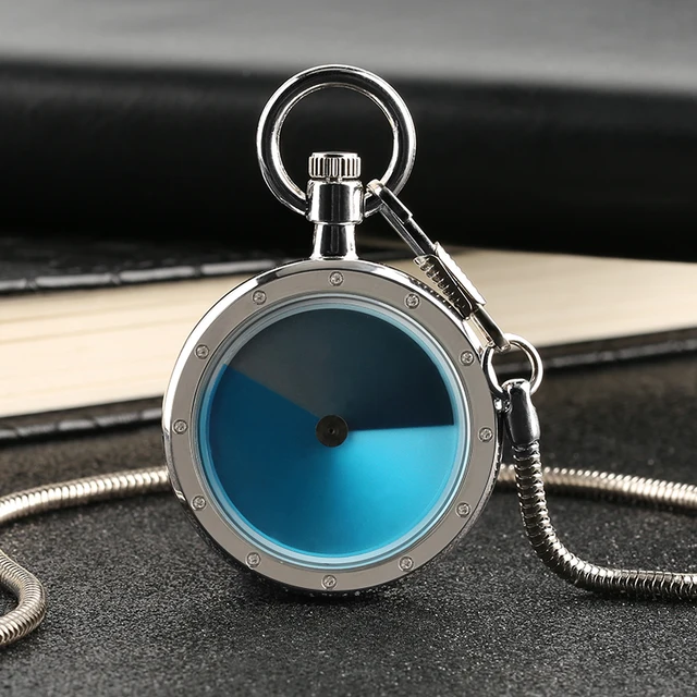 Quartz Pocket WatchUnique Gradual Change Blue Color Dial Turntable Snake Chain M Quartz Pocket WatchUnique Gradual Change Blue Color Dial Turntable Snake Chain M