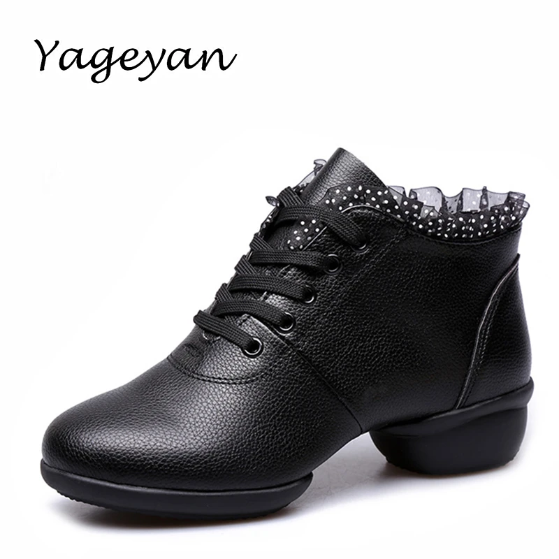 

3.5CM PU Comfortable Women Modern Dance Shoes Platforms Anti-slip Lacing Light Weight Women Dance Sneakers EUR34-42 Plus Size