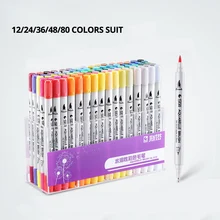 80 цветов, художественные маркеры, двойная головка, мягкая Акварельная кисть, набор ручек, комиксы рисунок, маркерная ручка, товары для рукоделия