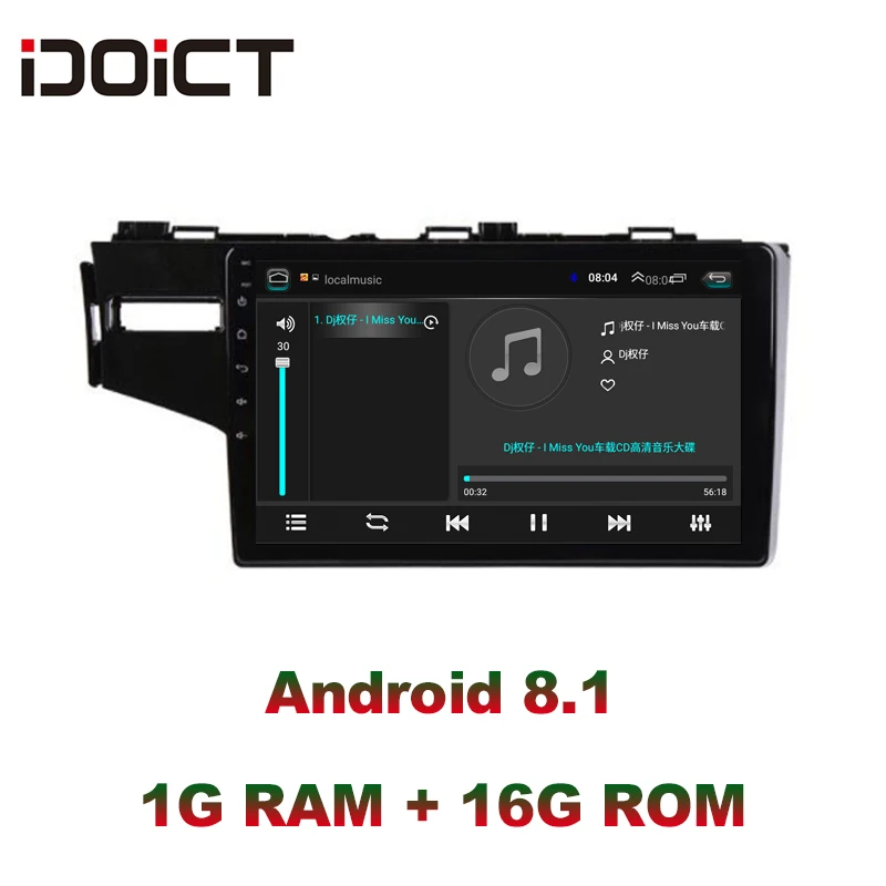 Discount IDOICT Android 8.1 Car DVD Player GPS Navigation Multimedia For Honda Fit Jazz Radio 2014 2015 2016 2017  car stereo 2