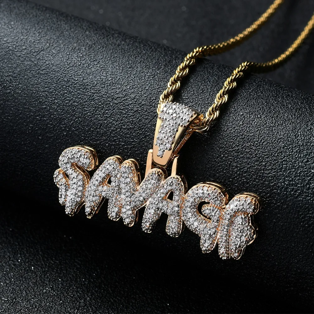 Хип хоп ювелирные изделия микро проложить циркониевый камень cz кулон Iced Out Rap Шарм