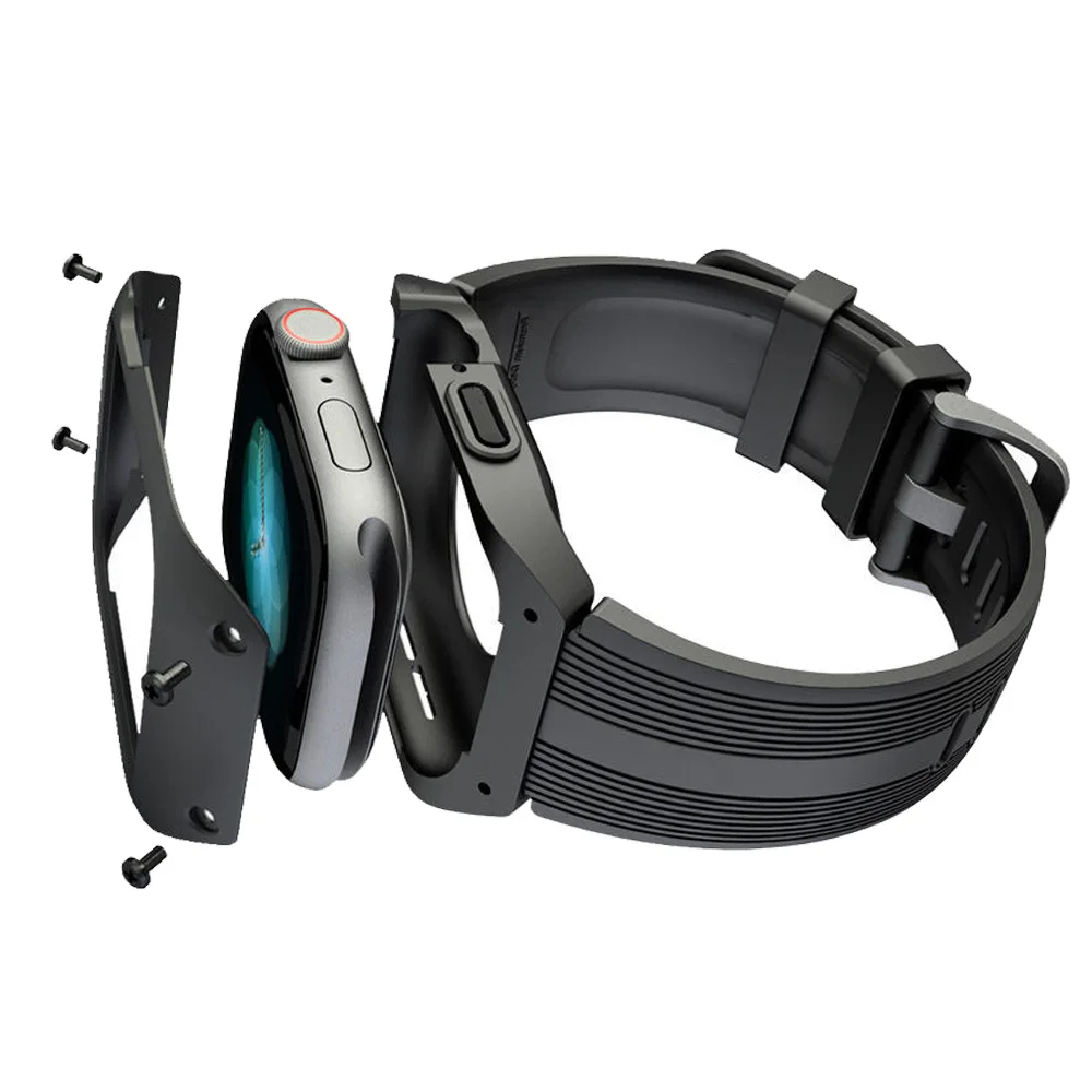 

Sport Strap for Apple Watch SE Series 6 5 4 3 Silicone Band for iWatch 38/42mm/40mm/44mm Bracelet with New Split PC Plastic Case