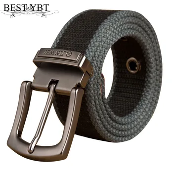 

Best YBT Weave canvas belt Unisex military workout Casual Jeans Brand Belt needle Buckle-Belt Male Tactical waist Belt