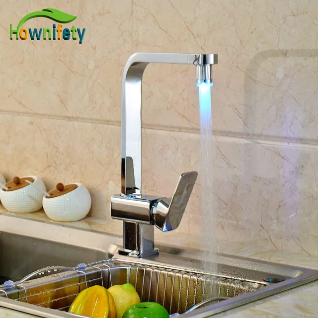 Cheap LED Color Change Kitchen Faucet Deck Mounted Chorme Polish Single Handle One Hole Mixer Tap Cheap LED Color Change Kitchen Faucet Deck Mounted Chorme Polish Single Handle One Hole Mixer Tap