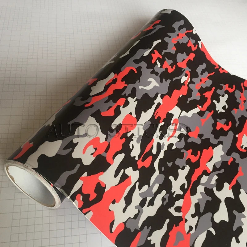 RED BLACK GRAY CAMO VINYL FILM 6