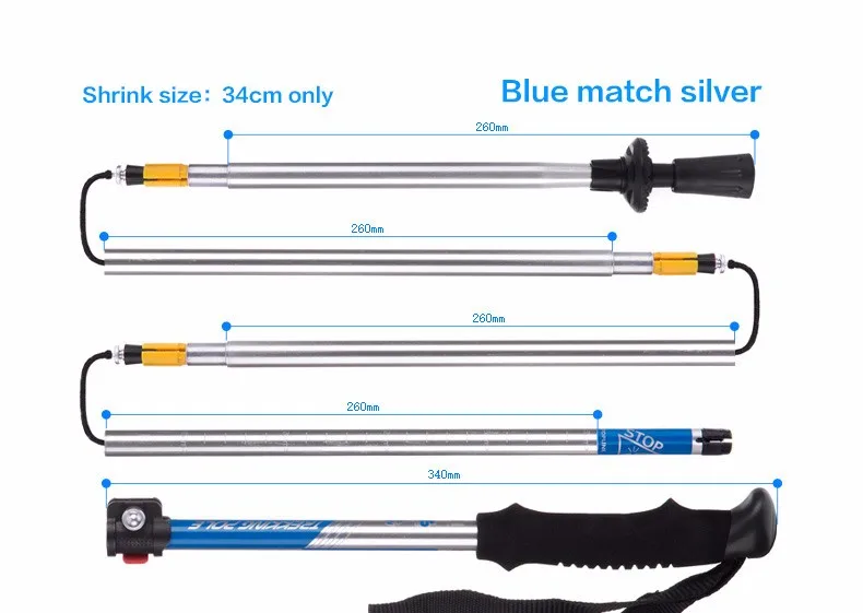 1 пара алюминиевых складных треккинговых палок NatureHike, ультралегкие складные походные трости с ручкой из пены eva 34 см-135 см