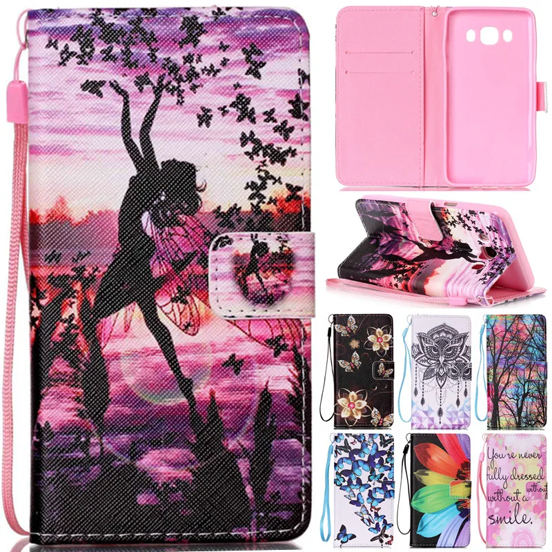 

Luxury Cute Cartoon Butterfly Girl Owl Flower Leather Flip Funda Case For Samsung Galaxy J3 J5 J7 2016 J310 J510 J710 Back Cover