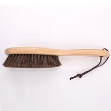 Shoe brush full horse hair long handle shoes brush is not dirty hands do not hurt the leather is elastic to gray oil polishing c bristles become warped head shoe brush polishing leather shoes polish wipe scrub fur soft hair
