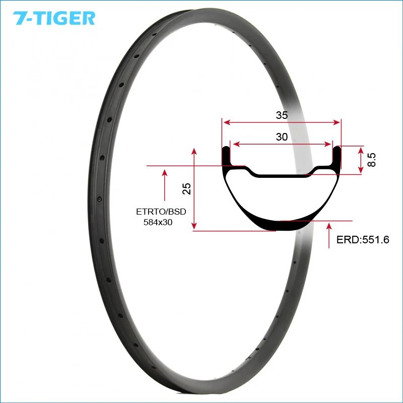 7-TIGER 27,5 er MTB обод из углеволокна бескамерная клинчерная покрышка обод полный углеродный горный велосипед обод 24 H/28 H/32 H углеродный обод