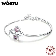 WOSTU, Настоящее серебро 925 пробы, элегантный браслет бесконечности для женщин, цепочка, регулируемый браслет, серебряные ювелирные изделия CQB092