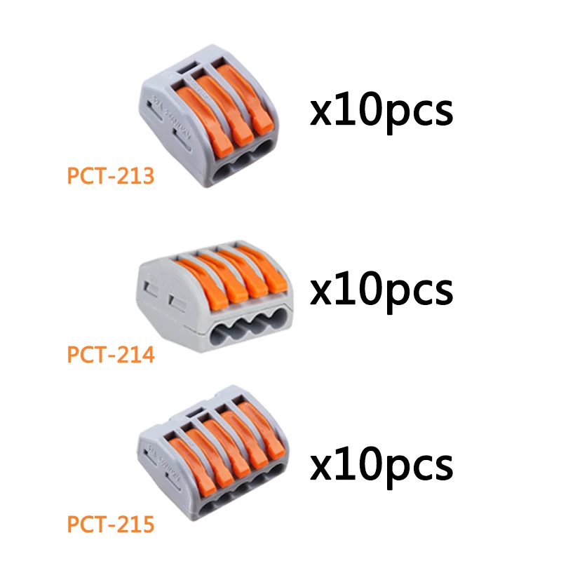 30 шт./лот) три разъема для каждого 10 шт., 221 222 Мини Быстрый провод разъемы, вставной клеммный блок - Цвет: 213  214  215