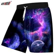 UJWI мужские брендовые шорты с 3d принтом Галактики, пляжные шорты для бодибилдинга, фитнеса, брюки с эластичной резинкой на талии 5XL