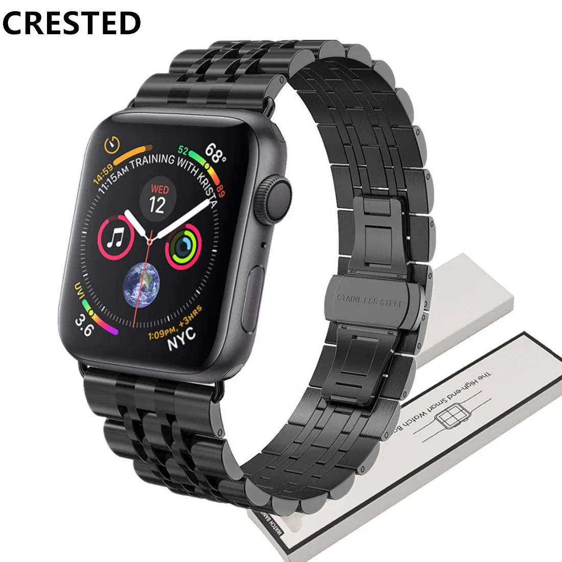 Ремешок хохлатый из нержавеющей стали для Apple Watch band 4 42 мм 38 3 браслет iwatch 44 мм/40