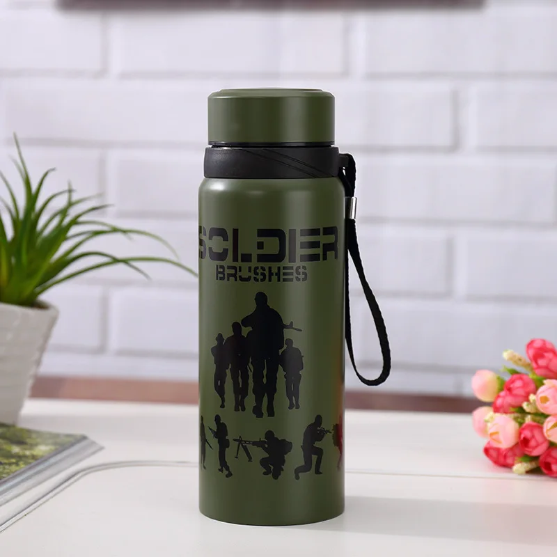 Thermos Cup Stainless Steel Portable Vacuum Flask Camo Sports Outdoor Large  Capacity Water Bottle Leak-proof Hanging Rope Cup - Vacuum Flasks &  Thermoses - AliExpress