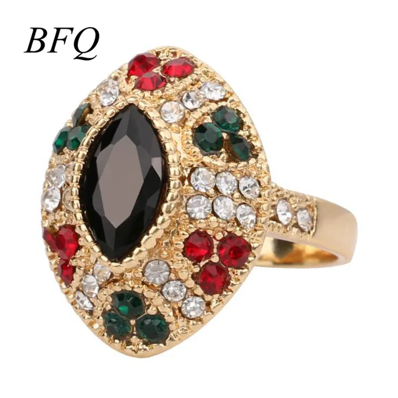 2017 New Vintage Turkey Women Ring Rhinestone Resin Rings For Wedding
