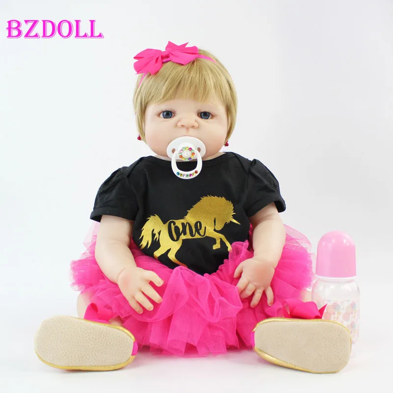55 см полный силиконовые Reborn Baby Doll 22 ''Мягкий Виниловый фон для новорожденных