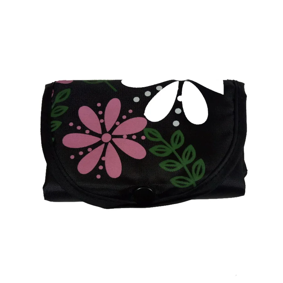 Складная многоразовая хозяйственная сумка с цветочным принтом, рекламная сумка, сумка для покупок - Цвет: black