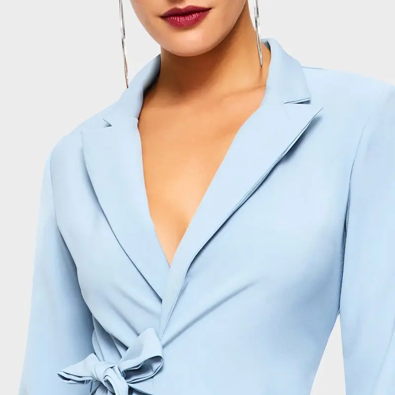 Cheap Women Wide Leg Jumpsuit Spring Office Wear Fashion Lace Up Flare Sleeve Gray Elegant Ladies Casual Business Work Long Jumpsuits