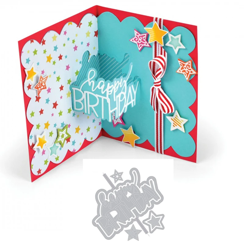 

Happy Birthday Stars Metal Cutting Dies New 2018 for DIY Scrapbooking Embossing Paper Cards Making Decorative Crafts Supplies