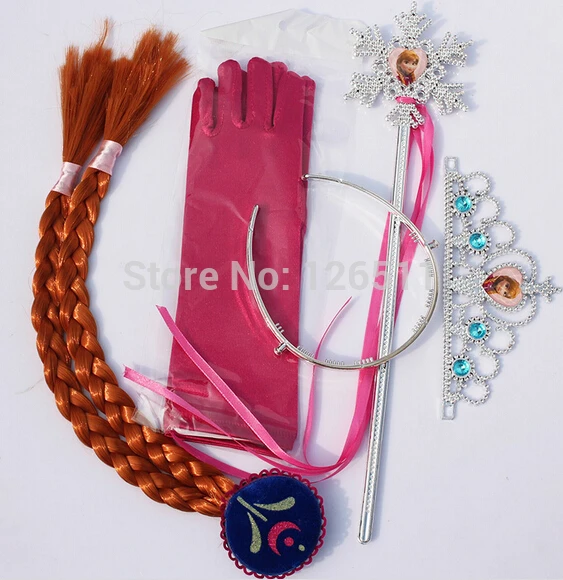 

Plastic Magic Wand + Rhinestone Hair Crown + Glove+Hair Braid Elsa Anna Snow Magic Wand Crown Christmas Girl Gift