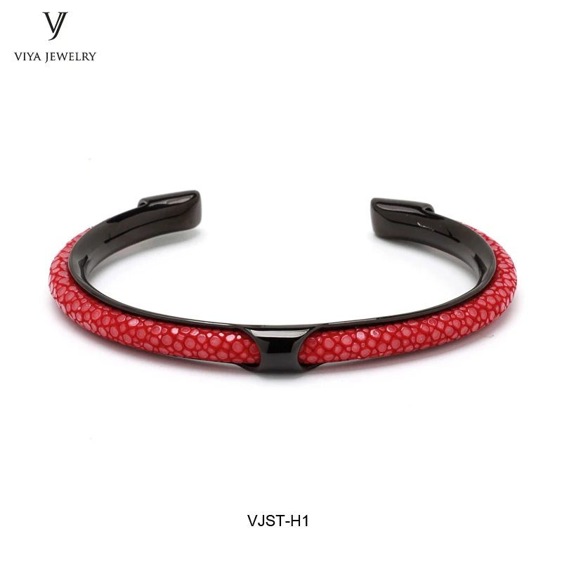 luxury stingray leather bangle with 316 l stainless steel hardware Fashion men bangle stingray bracelet (17)