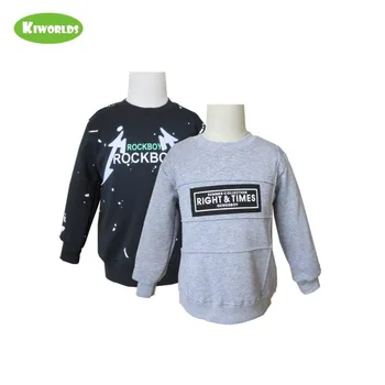 

Autumn Winter high quality Boys black and gray T-Shirt ,with Letter patterns,Double-deck Velvet Warm kids clothes