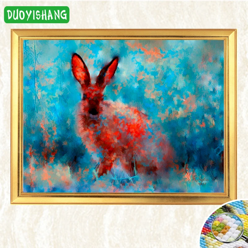 DUOYISHANG Wild Rabbit Art 5D DIY Алмазная картина полностью квадратная вышивка мозаика