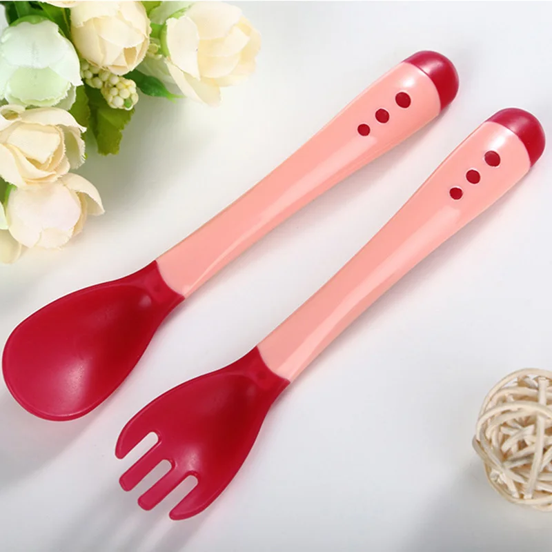 Buy 2pcs/set Baby Silicon Spoon Safety Temperature