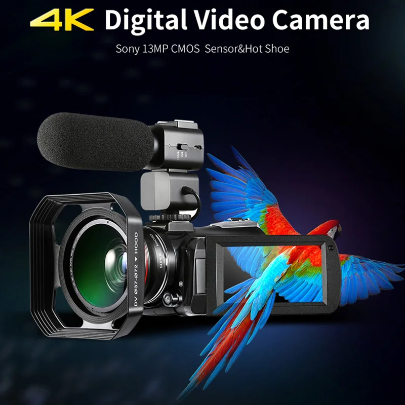 

AC3 4K Video Camera 13.0MP 30X WIFI Professional Digital Camera Night Vision Touch screen Camcorder Wide Angle Lens+Microphone